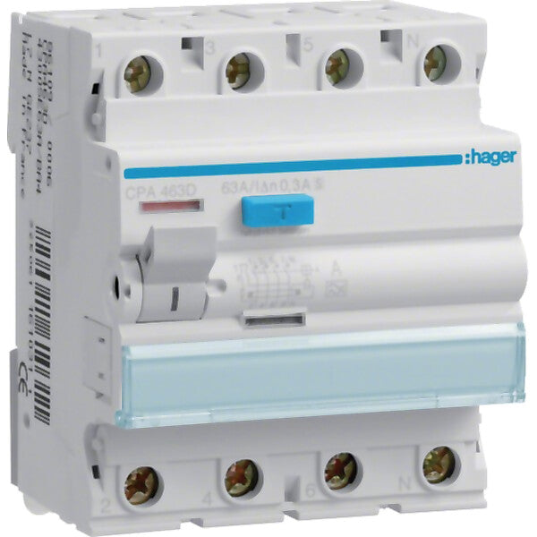 Hager FI-Schutzschalter 4p.63A/300mA Sel,6kA CPA463D